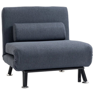 Folding 5 Position Convertible Sleeper Chair Sofa Bed Dark Grey - image 1