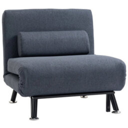 Folding 5 Position Convertible Sleeper Chair Sofa Bed Dark Grey - thumbnail 1