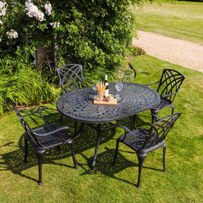 Lazy Susan June Antique Bronze 4 Seater Metal Garden Furniture Set - image 1