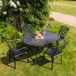 Lazy Susan June Antique Bronze 4 Seater Metal Garden Furniture Set - thumbnail 1