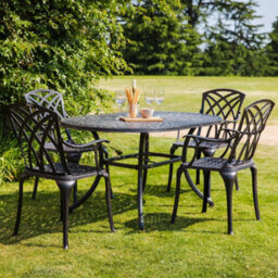 Lazy Susan June Antique Bronze 4 Seater Metal Garden Furniture Set - thumbnail 2