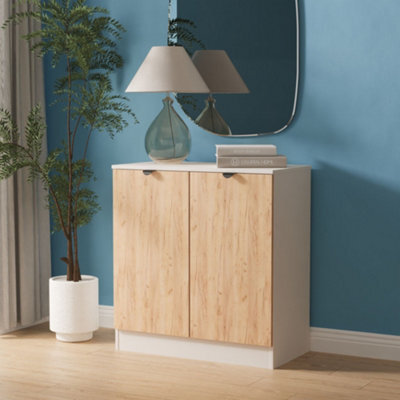 Varese 2 Door Matt Kashmir Oak Effect Storage Cabinet (H)78.5Cm X (W)74Cm X (D)38.5Cm - image 1