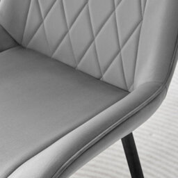 Furniturebox Set Of 2 Dining Chairs - Pesaro Modern Dining Chairs - Grey Velvet Black Leg Dining Chairs - Kitchen Dining Room Chairs - thumbnail 6