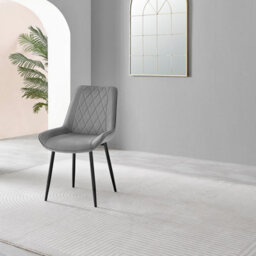 Furniturebox Set Of 2 Dining Chairs - Pesaro Modern Dining Chairs - Grey Velvet Black Leg Dining Chairs - Kitchen Dining Room Chairs - thumbnail 5