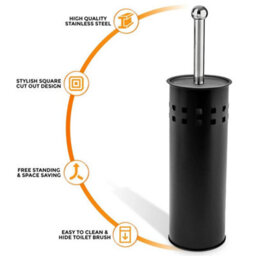 Black Stainless Steel Toilet Brush And Holder Free Standing Bathroom Brush - thumbnail 5