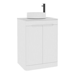 Royal Bathrooms Venice 600mm Gloss White Freestanding Bathroom Countertop Vanity Unit 2 Door With Art Basin - thumbnail 7