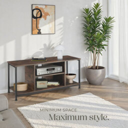 Tectake Tv Stand - Lowboard Cabinet With 4 Compartments, Adjustable Shelf 110 Cm - Industrial Wood Dark, Rustic - thumbnail 8