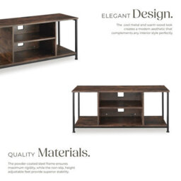 Tectake Tv Stand - Lowboard Cabinet With 4 Compartments, Adjustable Shelf 110 Cm - Industrial Wood Dark, Rustic - thumbnail 3