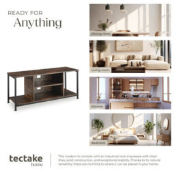 Tectake Tv Stand - Lowboard Cabinet With 4 Compartments, Adjustable Shelf 110 Cm - Industrial Wood Dark, Rustic - thumbnail 7