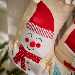 Dibor Natural Snowman Pom Pom Xmas Christmas Gift Bag Christmas Stocking For Kids - thumbnail 3