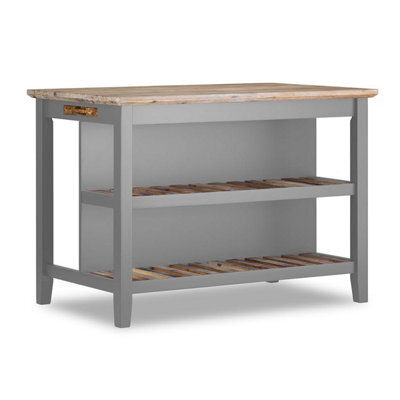 Statement Furniture Florence Dove Grey Breakfast Bar Kitchen Island With Shelves - image 1