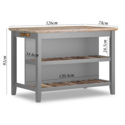 Statement Furniture Florence Dove Grey Breakfast Bar Kitchen Island With Shelves - thumbnail 3
