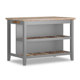 Statement Furniture Florence Dove Grey Breakfast Bar Kitchen Island With Shelves