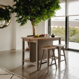 Statement Furniture Florence Dove Grey Breakfast Bar Kitchen Island With Shelves - thumbnail 8