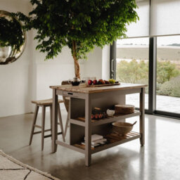 Statement Furniture Florence Dove Grey Breakfast Bar Kitchen Island With Shelves - thumbnail 9