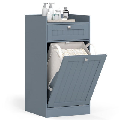 Gainoom Grey Tilt-Out Laundry Cabinet Bathroom Storage Cabinet With Drawer & Removable Hamper - image 1