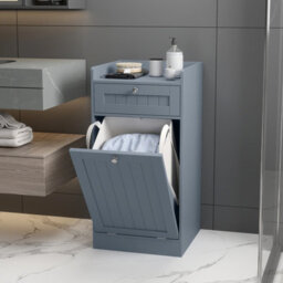 Gainoom Grey Tilt-Out Laundry Cabinet Bathroom Storage Cabinet With Drawer & Removable Hamper - thumbnail 3