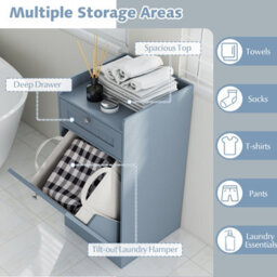 Gainoom Grey Tilt-Out Laundry Cabinet Bathroom Storage Cabinet With Drawer & Removable Hamper - thumbnail 6