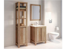 Impact Furniture Freestanding Bathroom Vanity Unit 600mm Cabinet With Sink Basin Classic Oak Effect Storage - thumbnail 6
