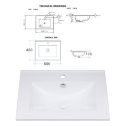 Impact Furniture Freestanding Bathroom Vanity Unit 600mm Cabinet With Sink Basin Classic Oak Effect Storage - thumbnail 9
