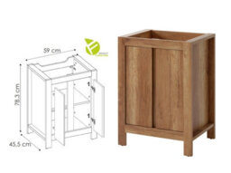 Impact Furniture Freestanding Bathroom Vanity Unit 600mm Cabinet With Sink Basin Classic Oak Effect Storage - thumbnail 7