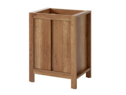 Impact Furniture Freestanding Bathroom Vanity Unit 600mm Cabinet With Sink Basin Classic Oak Effect Storage - thumbnail 8