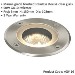 4 Pack Marine Grade Ip65 Round Ground Light - 50W Gu10 - Stainless Steel - thumbnail 2
