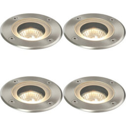 4 Pack Marine Grade Ip65 Round Ground Light - 50W Gu10 - Stainless Steel - thumbnail 1