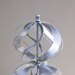 Primrose Two Sphere Metal Kinetic Wind Spinner In Silver 45Cm - thumbnail 4