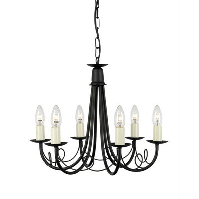Elegant 6 Bulb Black Led Chandelier Pendant Light For Modern Interiors