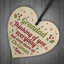 Red Ocean Grandad Memorial Christmas Bauble Wooden Heart Plaque Xmas Decoration Sign Gift - thumbnail 6