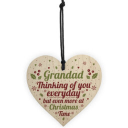 Red Ocean Grandad Memorial Christmas Bauble Wooden Heart Plaque Xmas Decoration Sign Gift - thumbnail 5