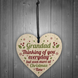 Red Ocean Grandad Memorial Christmas Bauble Wooden Heart Plaque Xmas Decoration Sign Gift - thumbnail 2