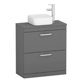 Royal Bathrooms 800mm Floor Standing Vanity Unit 2 Drawer Indigo Grey Gloss & Countertop Basin - Elena - thumbnail 4
