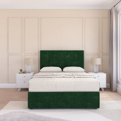 Sloomy Highbury Emerald Plush 4Ft6 Memory Foam Bed Set With No Drawers, Mattress & Headboard- Double