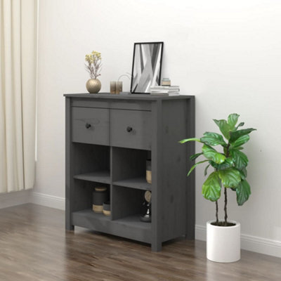 Berkfield Sideboard Grey 70X35X80 Cm Solid Wood Pine - image 1