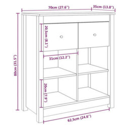 Berkfield Sideboard Grey 70X35X80 Cm Solid Wood Pine - thumbnail 9