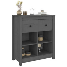 Berkfield Sideboard Grey 70X35X80 Cm Solid Wood Pine - thumbnail 7