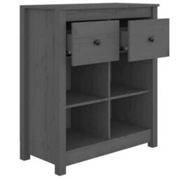 Berkfield Sideboard Grey 70X35X80 Cm Solid Wood Pine - thumbnail 5