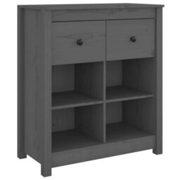 Berkfield Sideboard Grey 70X35X80 Cm Solid Wood Pine - thumbnail 2