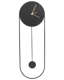Wyld And Coco Lumina Oval Wall Clock Black Steel With Pendulum 20 X 62 Cm No Numbers - thumbnail 1