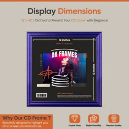 "12X12""  Purple Classic Vinyl Record Frame For 12 Inch Lp Album Covers - Elegant Wall Display - Ak Frames" - thumbnail 2
