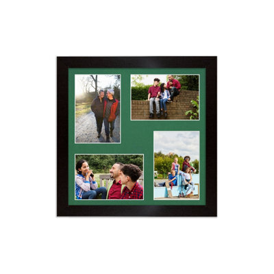 AK Frames 12X12 Matte Black Modern Multi Photo Frame With Emerald Mount - Holds 4 Apertures (4X) 6X4 Photos - image 1