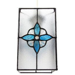 Happy Homewares Traditional Clear Glass Tiffany Style Pendant Light Shade With Teal Panels