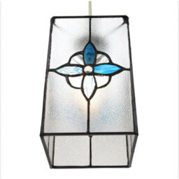 Happy Homewares Traditional Clear Glass Tiffany Style Pendant Light Shade With Teal Panels - thumbnail 5