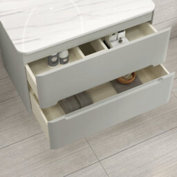 Royal Bathrooms Venice 800mm Dove Grey Wall Mounted Bathroom Countertop Vanity Unit 2 Drawer With Art Square Basin - thumbnail 5
