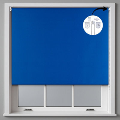 Furnished Made To Measure Blackout Roller Blinds With Metal Fittings - Blue Blind For Home And Office (W)60Cm (L)165Cm