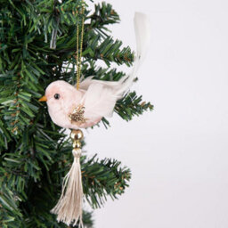 Shatchi 3Pcs Light Pink Robin Bird 7X13Cm - Christmas Tree Hanging Decorations Ornaments Fairy Tale Themed Xmas Tree Pendant - thumbnail 6