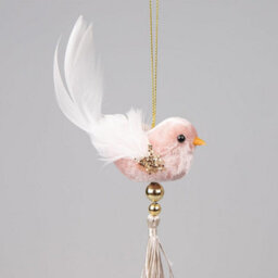 Shatchi 3Pcs Light Pink Robin Bird 7X13Cm - Christmas Tree Hanging Decorations Ornaments Fairy Tale Themed Xmas Tree Pendant - thumbnail 3