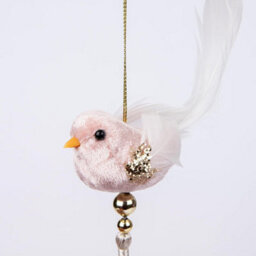 Shatchi 3Pcs Light Pink Robin Bird 7X13Cm - Christmas Tree Hanging Decorations Ornaments Fairy Tale Themed Xmas Tree Pendant - thumbnail 4